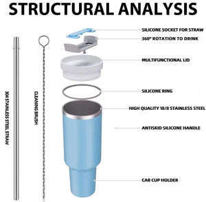 Auto <span class=keywords><strong>Cup</strong></span> Holder Tumbler 40oz Vacuum Stainless Steel Travel Mug Com Alça e Tampa para Uso Do Carro Escritório e Comutação - Product Image 4