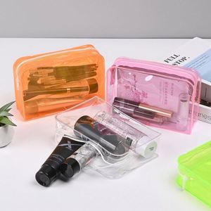 2025 New Clear & Pure Color PVC Cosmetic Bags Custom Logo Waterproof <b>Small</b> Makeup Pouches Zipper Closure for Travel Toiletry - Product Image 1