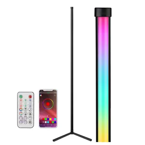 Luminária de chão com suporte de canto para sala de estar, luminária inteligente Tuya Smart App RGB LED para mesa, iluminação interior para quarto, decoração de casa nórdica