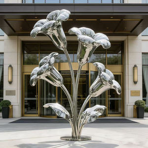 Esculturas Personalizadas de Flor de <span class=keywords><strong>Trompeta</strong></span>/Gloria de la Mañana en Acero Inoxidable, Decoración de Paisajes Exteriores, Adornos con Impresión Digital y Fundición - Product Image 5