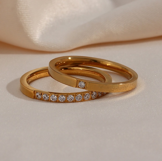Dreamshow Gold Plated Promise Zircon Ring Modern Wedding Diamond Ring Glowing Fitness Ring