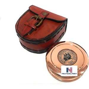 Boussole de poche marine ALFA NAUTICAL en laiton de 2 pouces, finition cuivre, style marin, outil de navigation pour la randonnée, avec boîte - Product Image 1