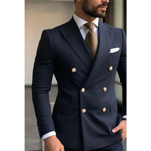 <span class=keywords><strong>Costume</strong></span> <span class=keywords><strong>Homme</strong></span> Tendance <span class=keywords><strong>Bleu</strong></span> <span class=keywords><strong>Marine</strong></span> à Revers Pointus Croisé, Ensemble Complet 2 Pièces (Veste et <span class=keywords><strong>Pantalon</strong></span>) Coupe Slim pour Marié - Product Image 3