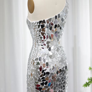 Luxo Prata Curto Mini Cocktail <span class=keywords><strong>Prom</strong></span> Vestidos para Mulheres Aniversário Casamento Sparkly Sequin Evening Party Gowns Sz011-1 - Product Image 6