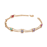 Gelang Wanita Safir Potongan Segitiga dengan Setting Bezel 6 7 8 Inch Emas Asli 18K Gelang Emas Padat Produsen Perhiasan Kustom Satu Atap