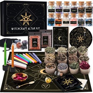 Kit d'accessoires de sorcellerie LANJO, fournitures et outils d'autel Wiccan, kit de sorts, mini cristaux, bougies de sorcière, cadeaux sorciers pour Halloween - Product Image 4