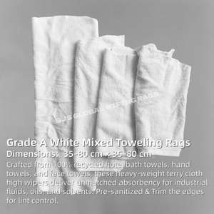 Trapos de algodón blancos reciclados de 10 kg para uso industrial, toallas de algodón reciclables para limpieza mecánica - Product Image 2