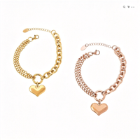 Bracelet chaîne avec pendentif cœur pour femmes et hommes, design géométrique asymétrique, bijoux de mode, vente en gros