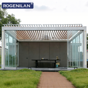 Gazebo Rogenilan de Aluminio <span class=keywords><strong>con</strong></span> Techo Rígido Impermeable y Color Personalizado, Pérgola Bioclimática Motorizada para Jardín - Product Image 2