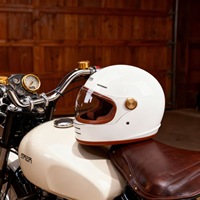 Casque de moto intégral rétro en ABS avec doublure en daim et double visière miroir
