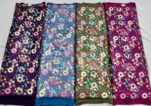 Tela Georgette bordada de alta calidad, transpirable, suministrada por la India, tul, poliéster, tejido para boda, artículos disponibles en stock - Product Image 2