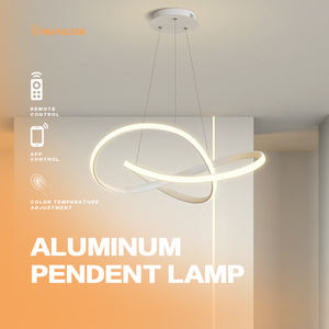 Lustre suspendu contemporain de luxe en acrylique nordique moderne LED suspendu au plafond Globe anneau télécommande pendentif cercle - Product Image 1