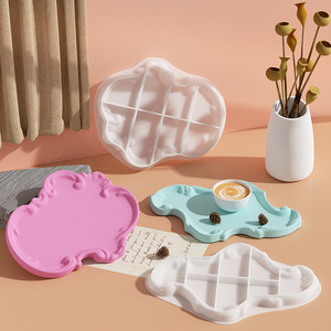 Molde de decoración de bandeja de almacenamiento de cemento de yeso, molde de bandeja de alivio de encaje europeo de barro - Product Image 1