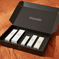 Boîte d'emballage en carton noir écologique et recyclable, impression UV dorée, taille personnalisable, logo, doublure en éponge pour cosmétiques