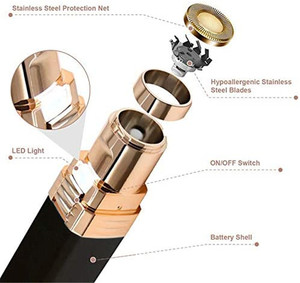 <b>Mini</b> Female Face Hair Shaving Tool Electric <b>Lipstick</b> Portable Painless Facial Hair Removal For Women Rechargeable With Led Light - Product Image 3