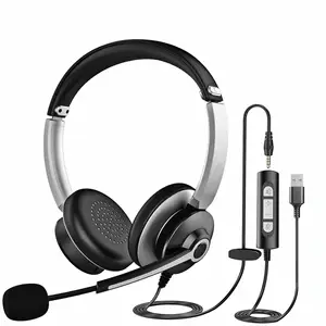 3.5mm Jack And USB Computer Wired Headphone ENC Call Center Telephone Headset Headphone With Mic For Android Windows Zoom Skype