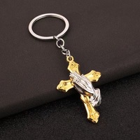 Élégant pendentif religieux catholique en alliage de zinc plaqué or et argent, avec mousqueton, pour clés, voiture, téléphone, sac, ou comme porte-bonheur