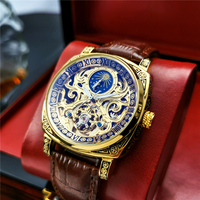 Montre automatique de luxe pour homme, de haute qualité, avec fond transparent squelette, phases de lune lumineuses, montre mécanique décontractée et professionnelle