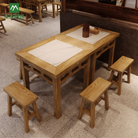 Meubles de restaurant chinois traditionnels en bois massif, bancs, tables, chaises, mobilier commercial durable et écologique, modèle Youmu Shiguang