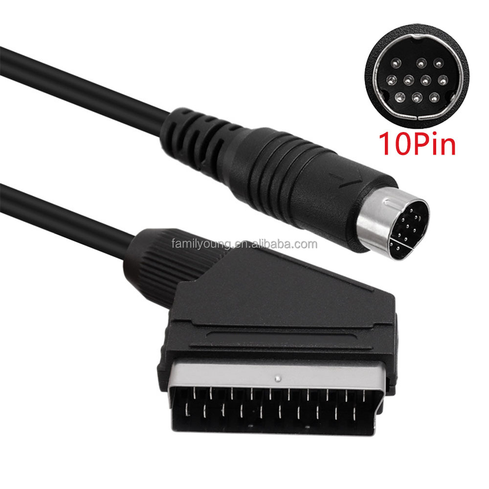 セガサターン用 1.8M 10Pin-21Pin SCART RGB AVケーブル（ブラック）
