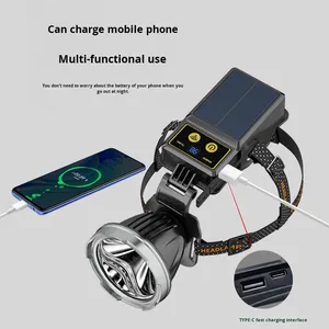 Banco de energía solar portátil 1000 lúmenes cabeza móvil linterna inalámbrica emergencia Usb <span class=keywords><strong>recargable</strong></span> faro - Product Image 4