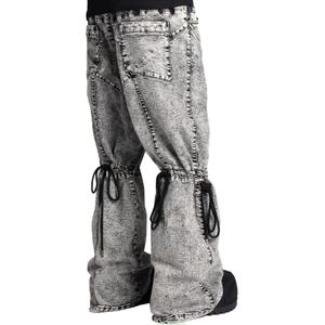 กางเกงยีนส์ผู้ชายทรงหลวมพิเศษ ผ้าฝ้าย 100% ล้างสีแบบ Snow Washed  มีกระเป๋าหลายช่อง สไตล์สตรีท ลุคซีดจาง ขายส่ง - Product Image 5