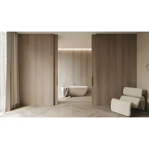 Style de design minimaliste naturel facile à entretenir belle et simple porte coulissante intérieure en bois massif durable et résistante à l'humidité