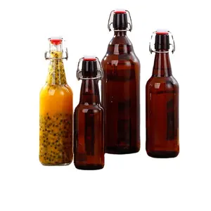 Nắp Cao Su Kín Khí Bằng Thủy Tinh Ủ Bia Tại Nhà Chai Thủy Tinh 16OZ Rỗng Màu Hổ Phách 330Ml 500Ml 750Ml Có Nắp Xoay Dễ Dàng