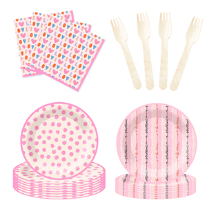 Juego de Vajilla Personalizado DAMAI para el Día de San Valentín, Incluye Plato de Papel, Vaso de Papel y Servilleta para Decoraciones de San Valentín - Product Image 4