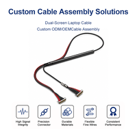 ICape Precision 30 Pin 30 Pin LVDS Micro Coax Cable Assembly Konduktor Tembaga Berlapis Perak untuk Layar Komputer Dual-Screen