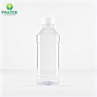 Bouteille d'eau en plastique PET transparente de qualité alimentaire avec bouchon à vis carré pour eau minérale