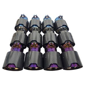 Puntas de escape de fibra de carbono Vortex con interior de titanio morado/azul para BMW M2 M3 M4, 63 mm, acabado con tinte térmico - Product Image 3