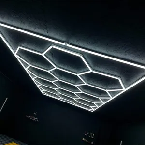 HanYin Hexagonal 15 Grid Ceiling Detail Honeycomb LED Light For Car Wash Station Garage Repair Room Hexagonal Led Light