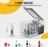 Mini-réfrigérateur de voiture 30L à compresseur électrique, double zone, horizontal, avec éclairage LED intérieur, en aluminium et plastique, pour MPV et SUV, avec fonction congélateur et refroidisseur, et fonction accoudoir