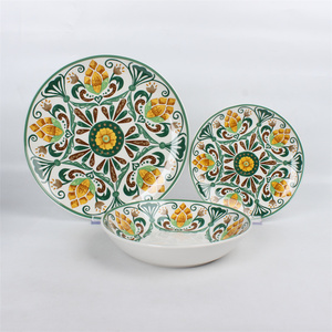 Stoviglie di porcellana messicana ceramica ceramica bianca <span class=keywords><strong>Set</strong></span> cena <span class=keywords><strong>18</strong></span> <span class=keywords><strong>pezzi</strong></span> Full decaln stile bohémien stoviglie in ceramica - Product Image 1