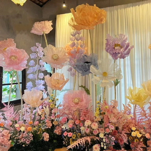 <span class=keywords><strong>Fleurs</strong></span> <span class=keywords><strong>Géantes</strong></span> Artificielles Ensemble Autoportant Décorations de Scène pour Mariage Fête Événement Matériau Organza et Papier Fait Main - Product Image 2