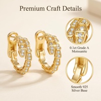 Nouvelles boucles d'oreilles en argent S925 pour femmes, style hip-hop, moissanite, plaquées or, luxueuses, simples, élégantes, multifonctionnelles