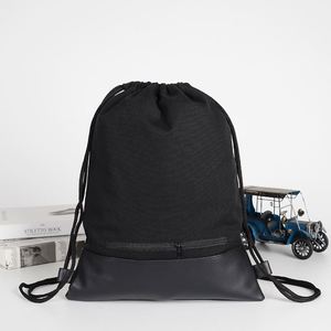 Sac à dos personnalisé en toile recyclée avec fond en PU, sac de voyage en coton, sac de rangement pour chaussures, sac de sport à cordon - Product Image 4