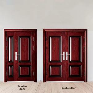 Stile moderno 7cm porta di sicurezza in acciaio grano di legno ingresso rosso porta dell'ufficio per interni per il noleggio appartamento uso porta singola - Product Image 4