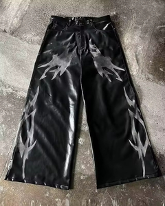 Streetwear pantaloni larghi larghi a gamba larga stampati personalizzati pantaloni in finta pelle per <span class=keywords><strong>uomo</strong></span> - Product Image 2