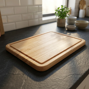 Planche à découper en bois NEHA ENTERPRISES, forme rectangulaire, surface antidérapante, finition naturelle, planche à découper de cuisine - Product Image 4