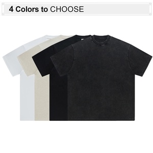 بيع بالجملة عالية الجودة قطن فارغ Gsm حجم كبير للرجال مخصص غسلها خمر تي شيرت - Product Image 2