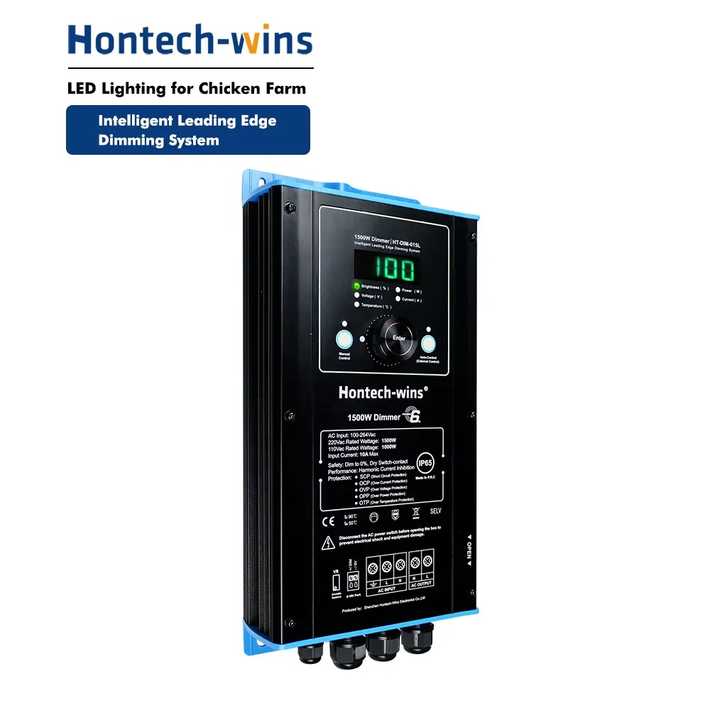 Hontech 1500w led gradateur commutateur manuel volaille contrôleur d'éclairage 0-10v