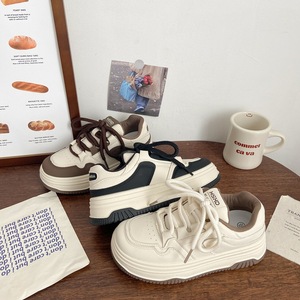 <span class=keywords><strong>Scarpe</strong></span> da <span class=keywords><strong>Donna</strong></span> Autunnali Classiche Bianche Latte con Suola Spessa, Allacciatura Piccola e Traspiranti - Product Image 4