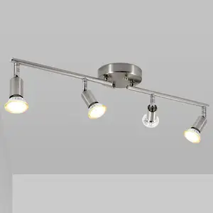 LED track light matte nickel 4 way ceiling track lighting flexible rotating head for exhibition corridors