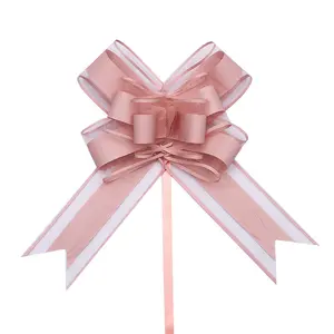 新到礼品包装丝带拉弓圣诞礼品盒树木装饰聚酯丝带蝴蝶结素色手工拉弓