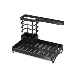Égouttoir à vaisselle avec plateau, multifonctionnel, portable, organisateur de rangement suspendu pour évier de cuisine, forme carrée - Product Image 5