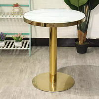 Ensemble table et chaises de luxe en acier inoxydable couleur marbre pour réception commerciale, négociation, restaurant, hôtel, café