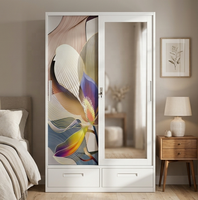 Armoire de chambre en acier imprimée avec casiers de rangement, 120 cm, organisateur de chambre en métal
