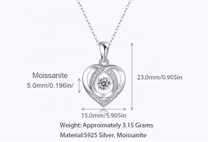 Collar con Colgante de Moissanita Corazón Hueco, Plata 925, Piedra Móvil, Chapado en Rodio de Lujo, Regalo Romántico para Compromiso y Boda - Product Image 6